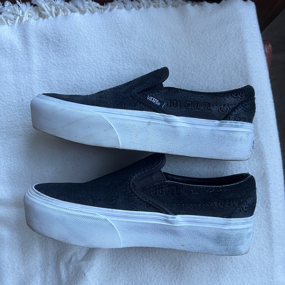 Platform black slip on vans, with embossed OTW writing. - Picture 2 of 4